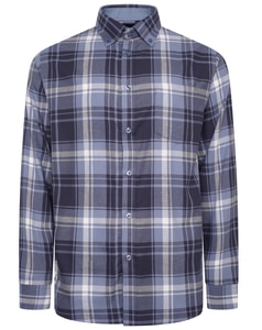 KAM Long Sleeve Casual Check Shirt Blue